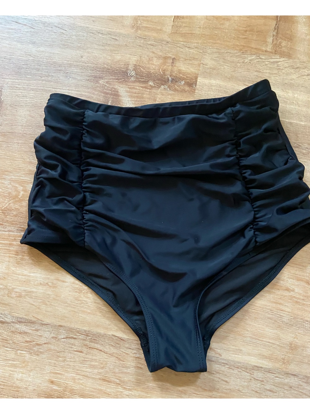Black Ultra High Waist Ruched One-Piece Swimsuit